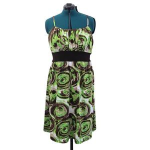 Vintage Y2K Plus Size 2X Swirl Print Sundress Empire Waist Summer Casual Dress